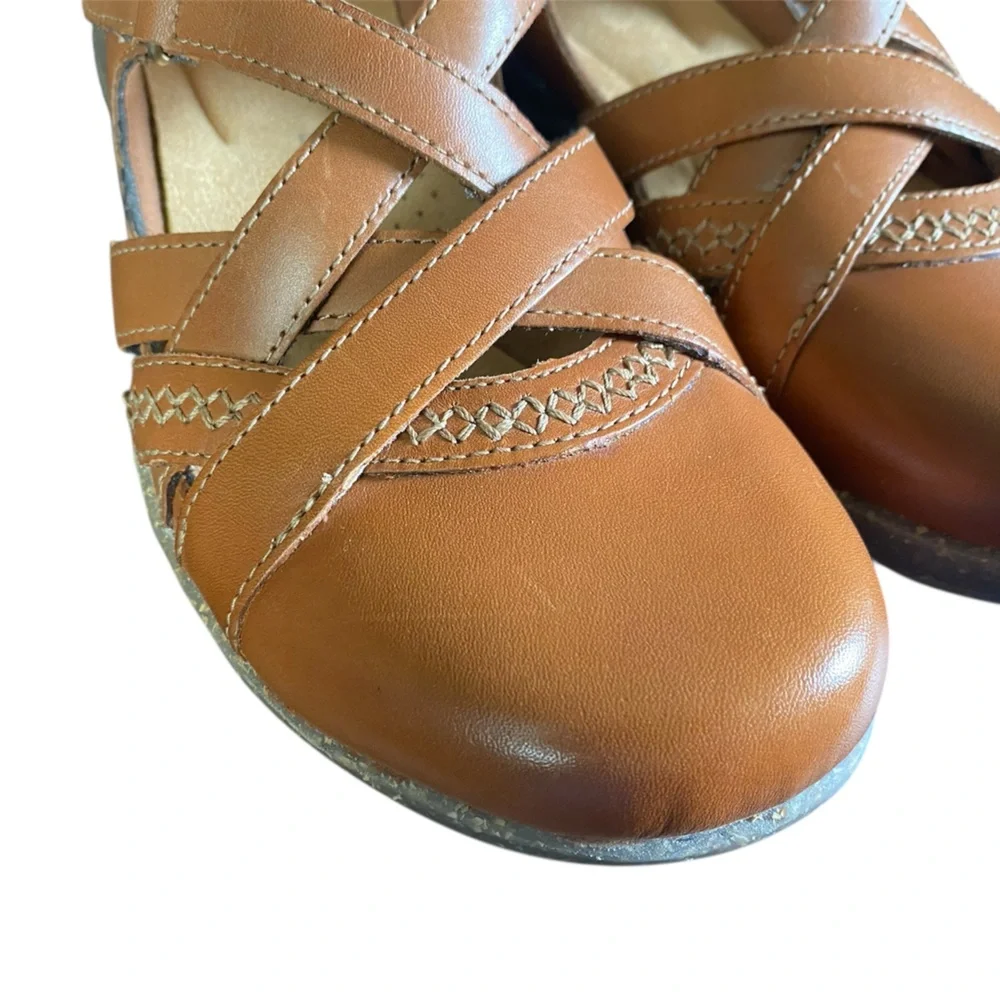 Clarks Women’s 7 1/2 Tan Roseville Step Mary Jane Flat Fisherman Travel Sandal - Picture 8 of 9